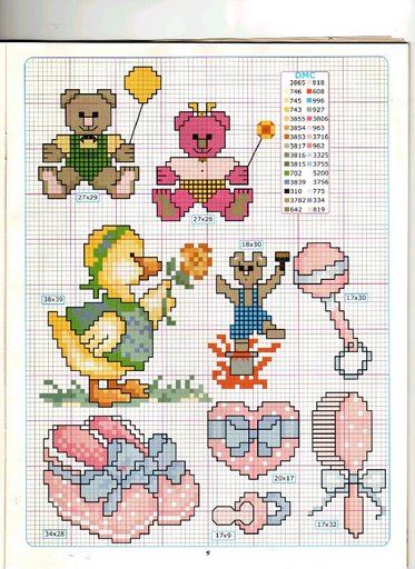 Schema punto croce Cose bimbo 2