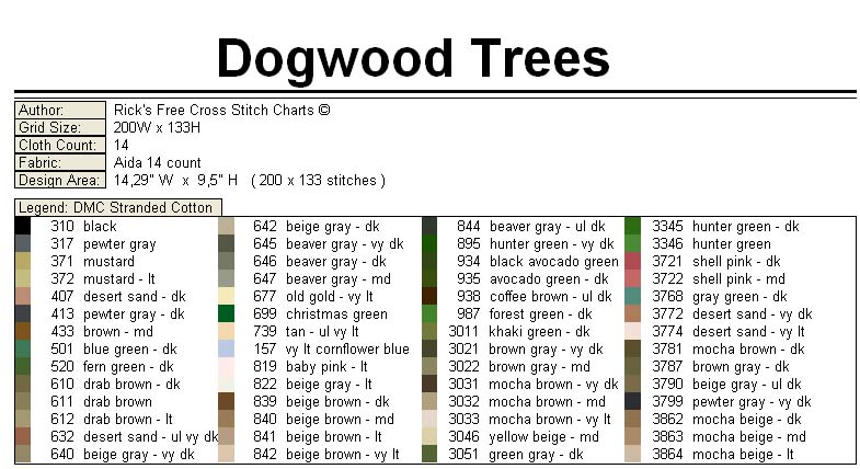 Schema punto croce Dogwood trees 7