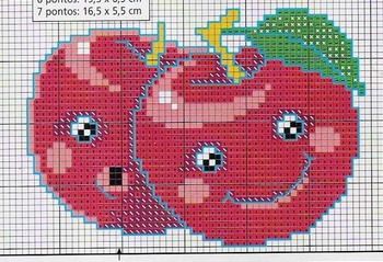 Schema punto croce Frutta contenta