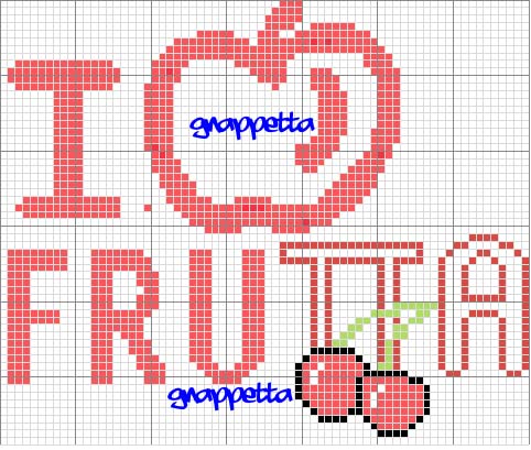Schema punto croce I love frutta 1