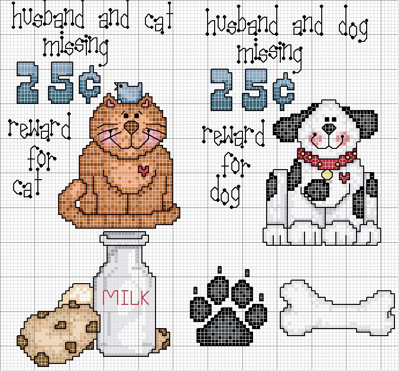 Schema punto croce Moglie gatto cane