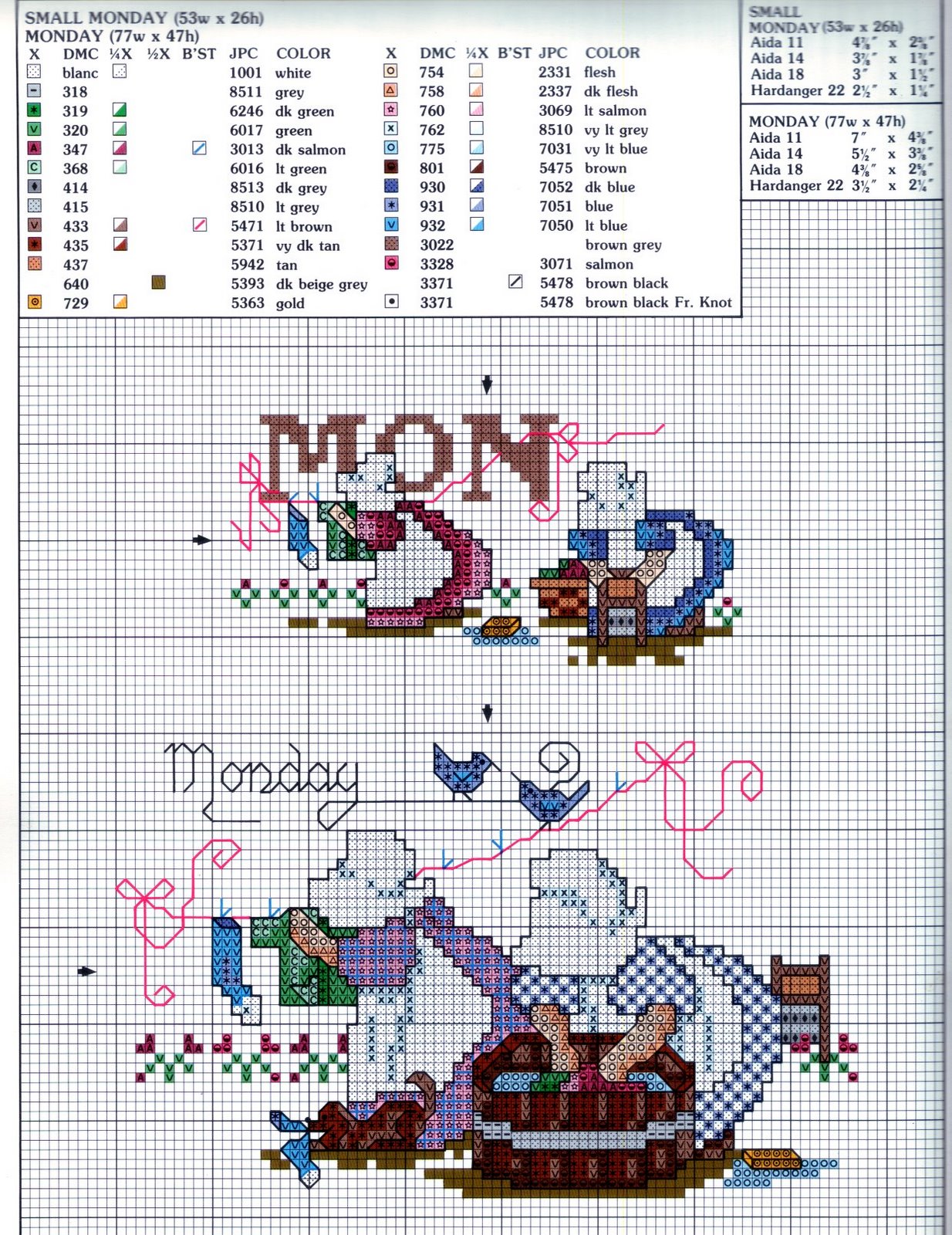 Schema punto croce Piccoli giorni 1