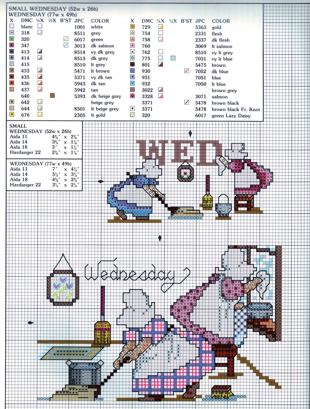 Schema punto croce Piccoli giorni 2