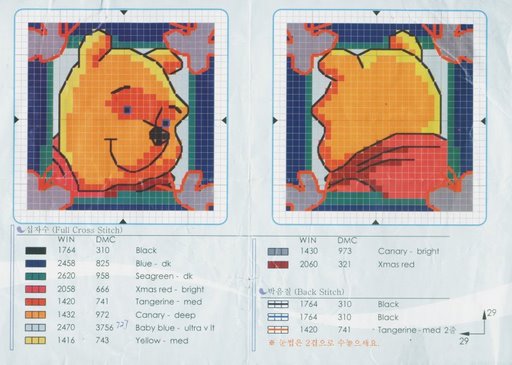 Schema punto croce Pooh bifronte