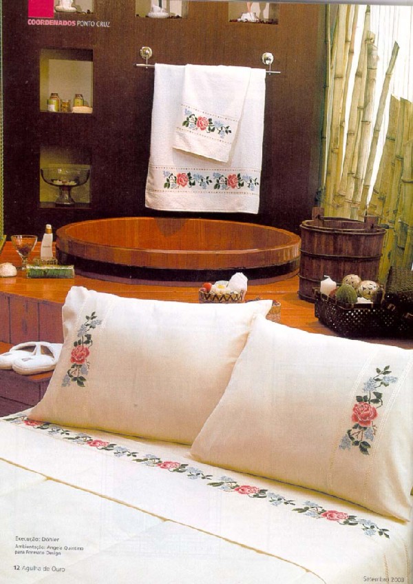 Schema punto croce Rosa per corredo