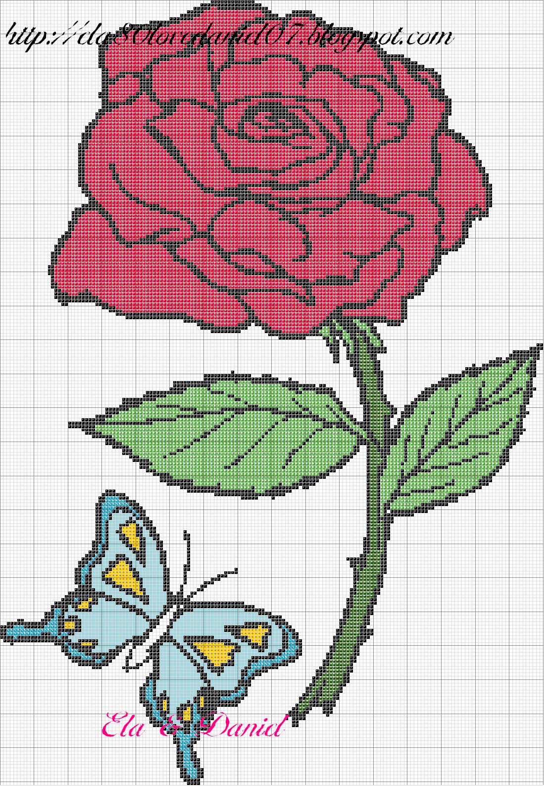 Schema punto croce Rosa rossa