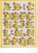 Schema punto croce abc beige fiori 1