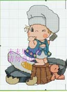 Schema punto croce Bimba In Padella1