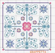 Schema punto croce Biscornu-libellule