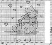 Schema punto croce Calendario Winnie Febbraio