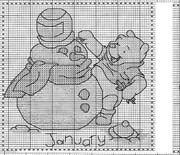 Schema punto croce Calendario Winnie Gennaio
