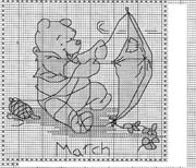 Schema punto croce Calendario Winnie Marzo