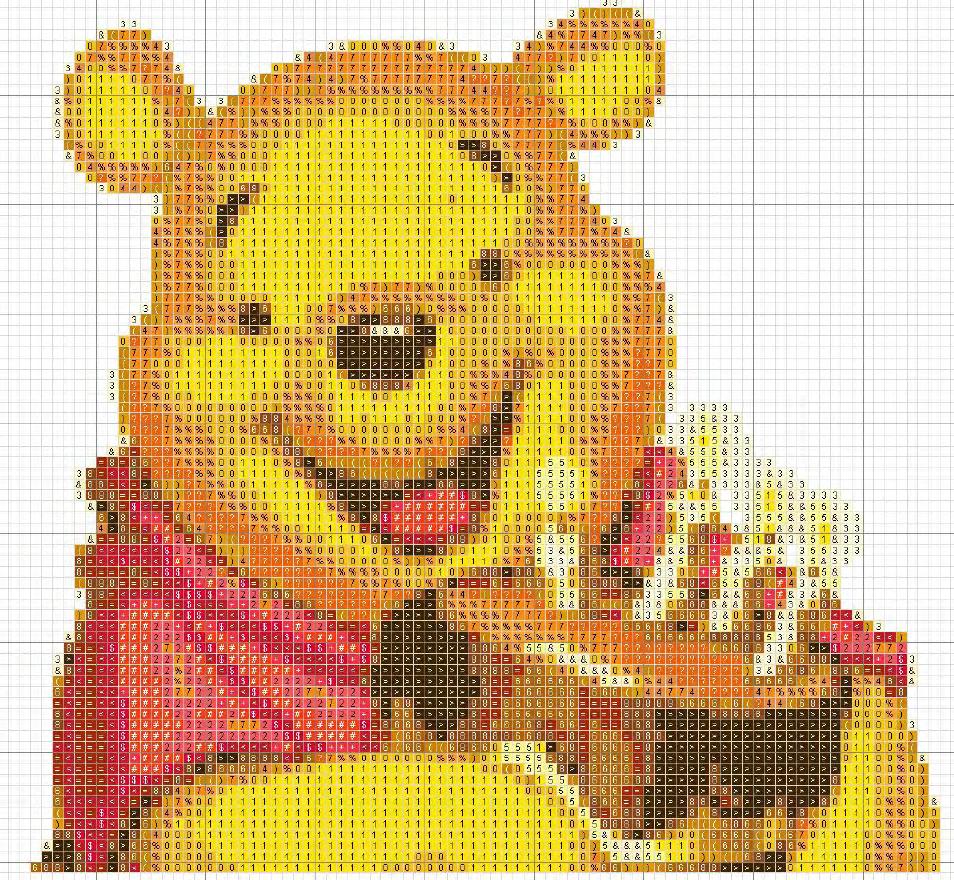 Schema punto croce Winnie con torta