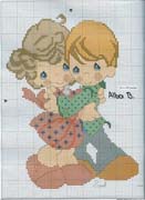 Schema punto croce coppietta bimbi