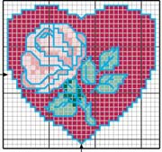 Schema punto croce rosa nel cuore 