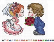 Schema punto croce sposi con rose 