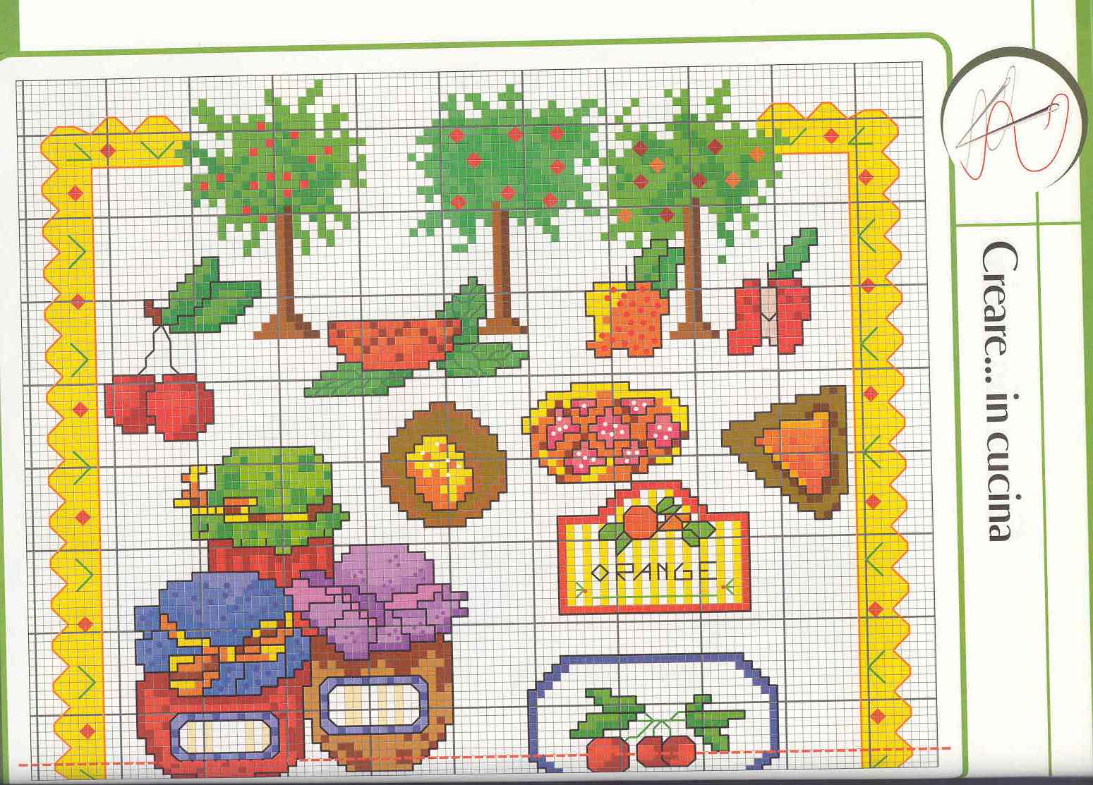 Schema punto croce Alberi frutta marmellata