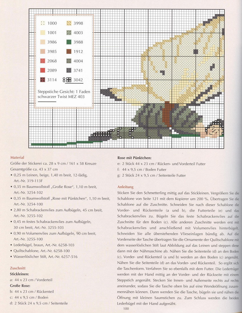 Schema punto croce Borsa farfalla 2