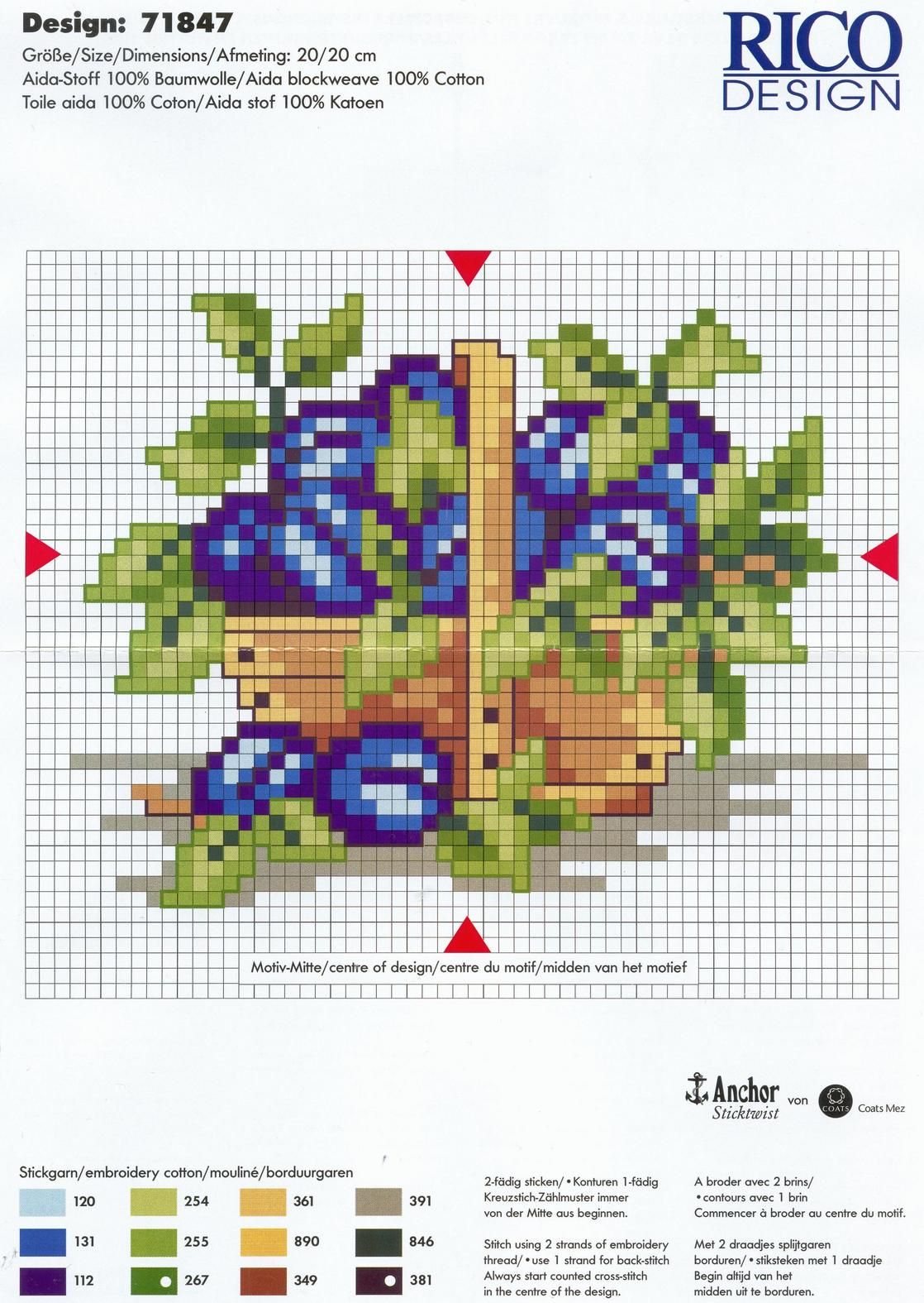 Schema punto croce Cestino frutta 2