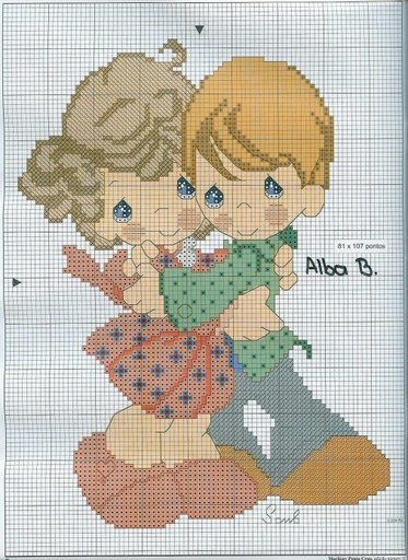 Schema punto croce Coppietta bimbi