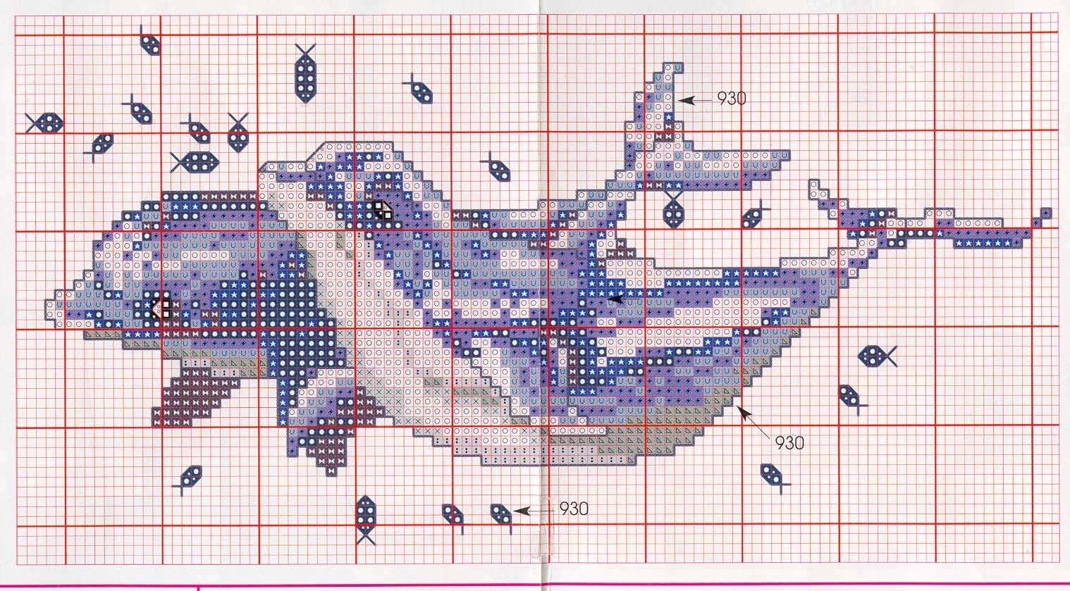 Schema punto croce Corsa delfini