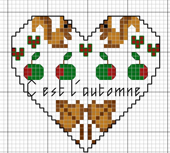 Schema punto croce Cuore autunno
