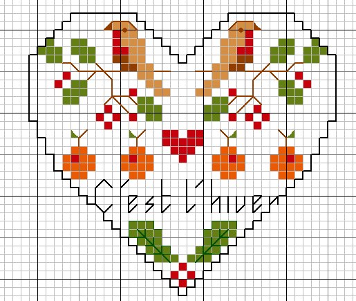 Schema punto croce Cuore inverno