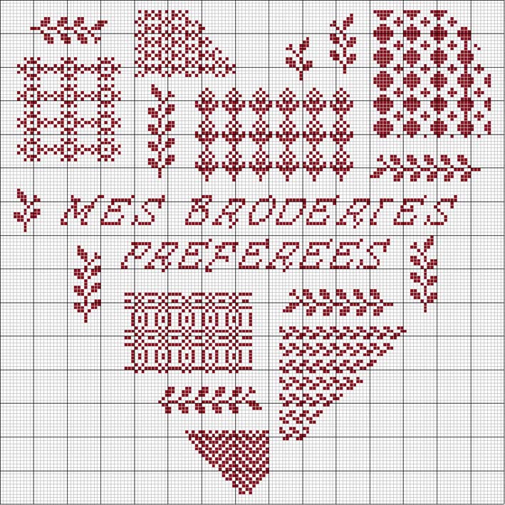 Schema punto croce Cuore rosso 45