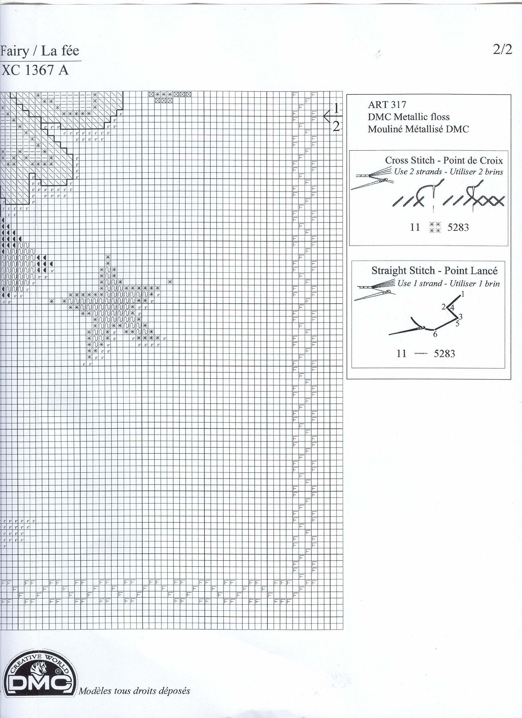 Schema punto croce Fatina gialla 5
