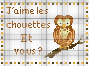 Schema punto croce Gufo7