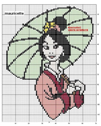 Schema punto croce Mulan ombrellino
