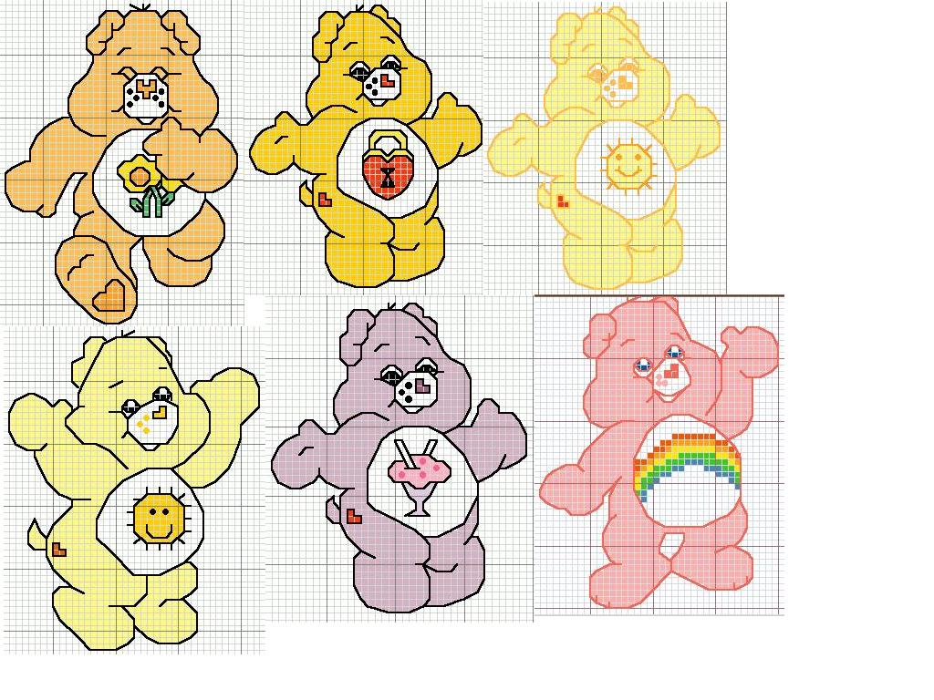 Schema punto croce Orsetti cuoricino 1