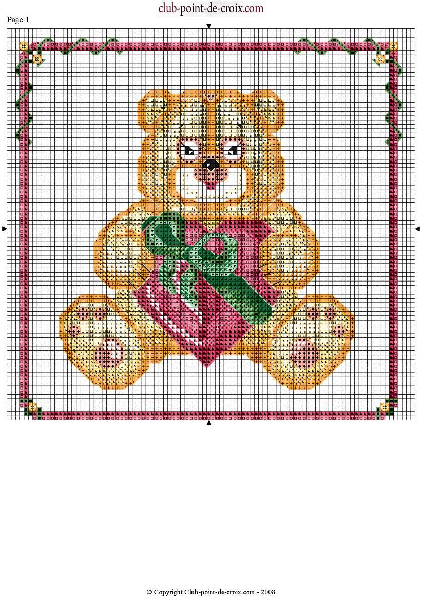 Schema punto croce Orsetto cuore