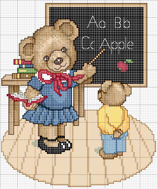 Schema punto croce Orso maestra