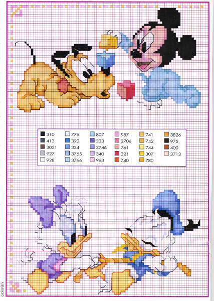 Schema punto croce Paperini pluto topolino