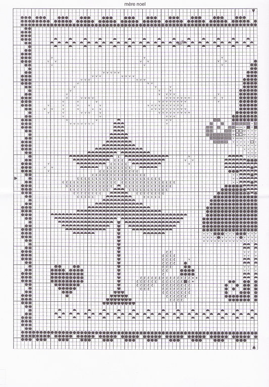 Schema punto croce Quadretto con albero 1