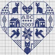 Schema punto croce Cuore Blu