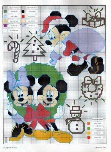 Schema punto croce Topolino babbo natale