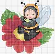 Schema punto croce Ape su fiore