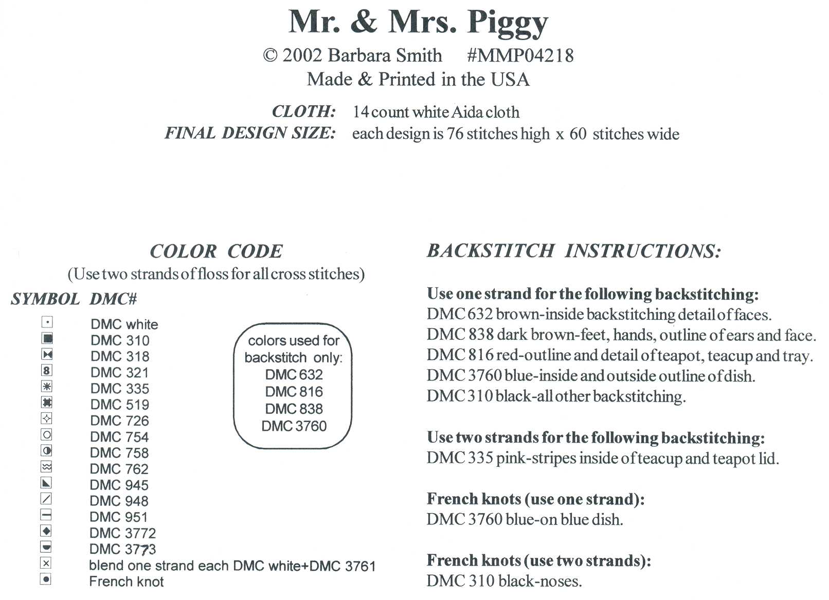 Schema punto croce Mr&mrs Piggy 04