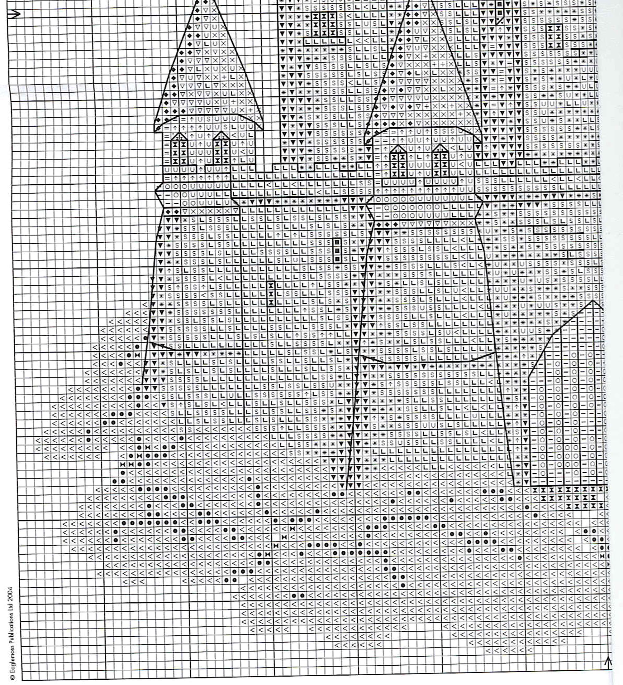 Schema punto croce Cuscino Con Castello 04