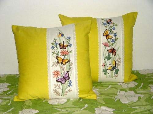 Schema punto croce Cuscino Farfalle 01