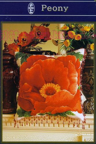 Schema punto croce Cuscino Fiori 17