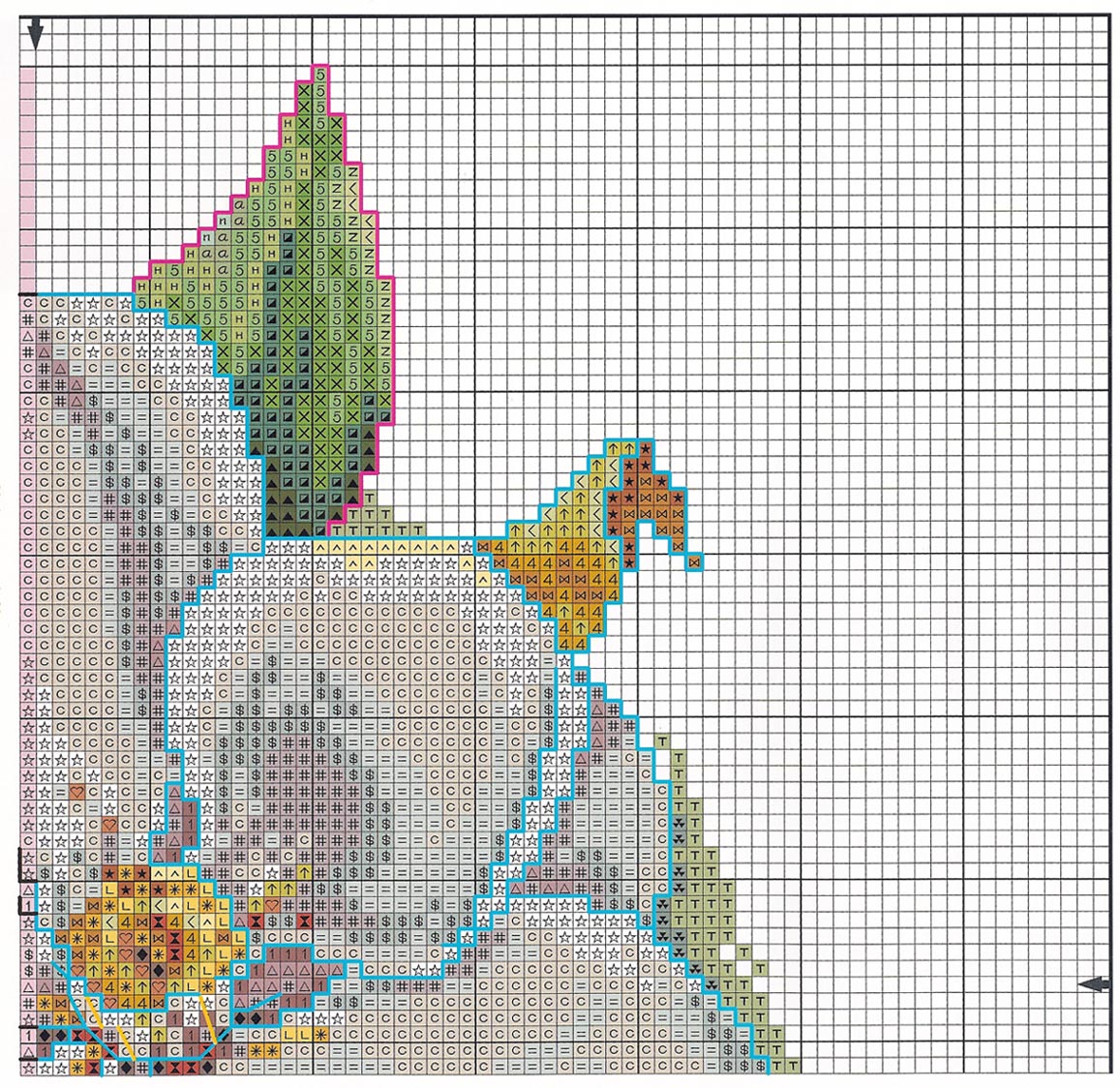 Schema punto croce Cuscino Fiori 34