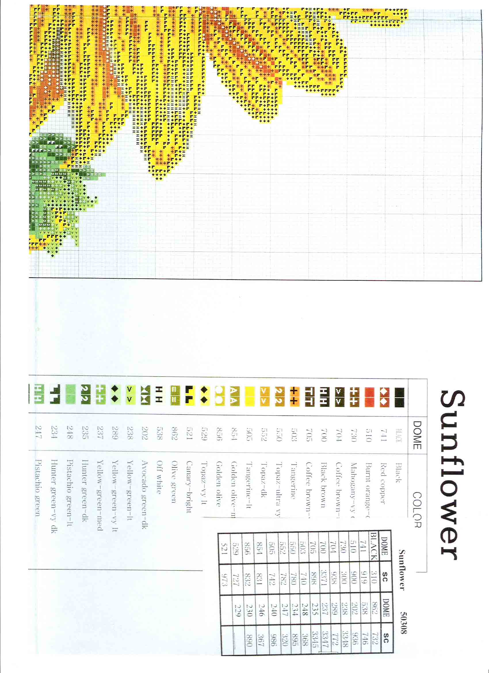 Schema punto croce Cuscino Girasole 04