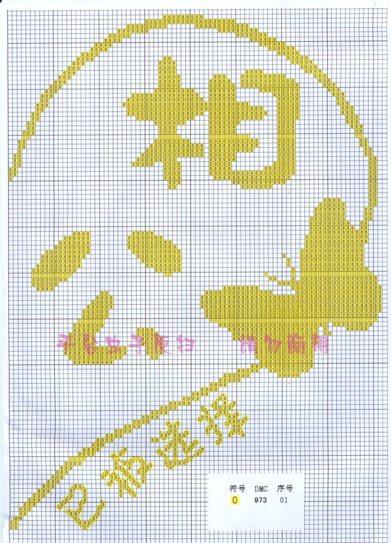 Schema punto croce Doppio Cuore 02