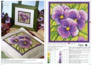 Schema punto croce Cuscino Fiori Viola