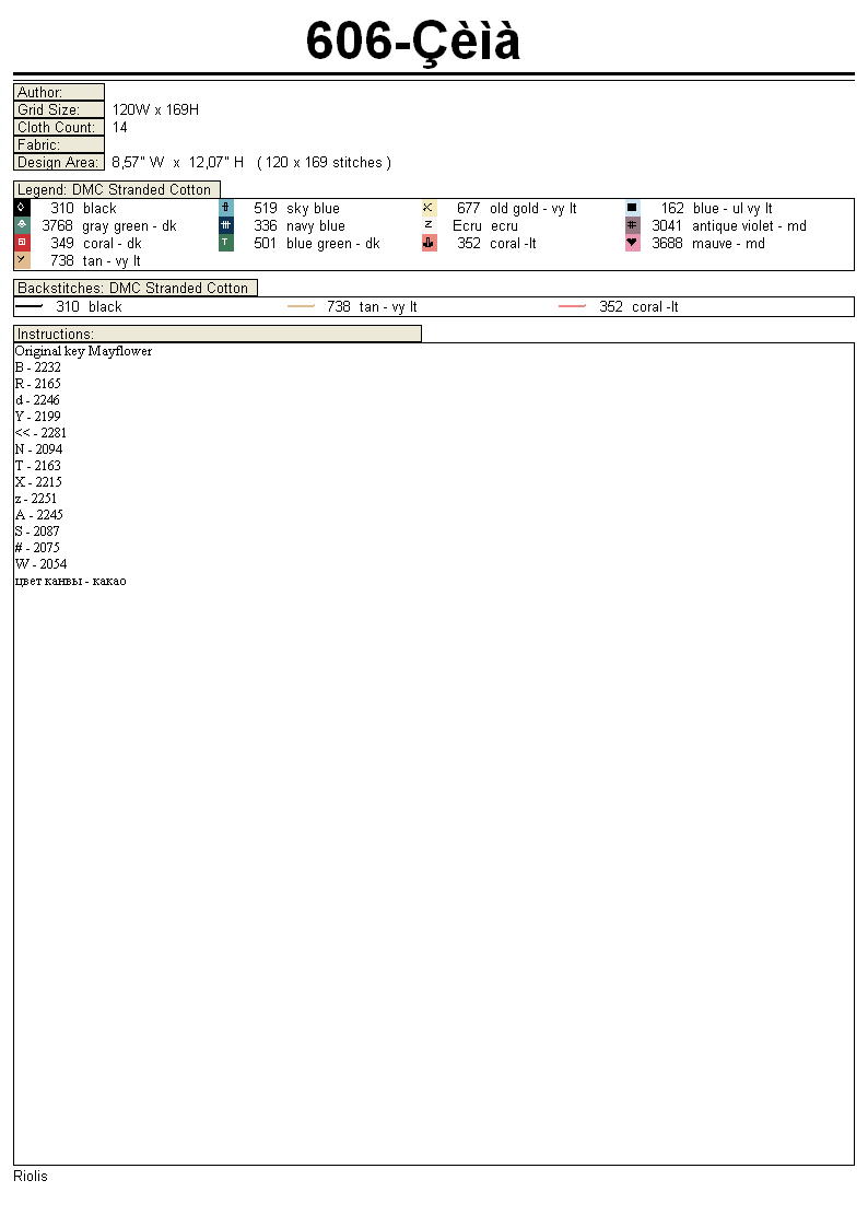 Schema punto croce Cinese Azzurra 6