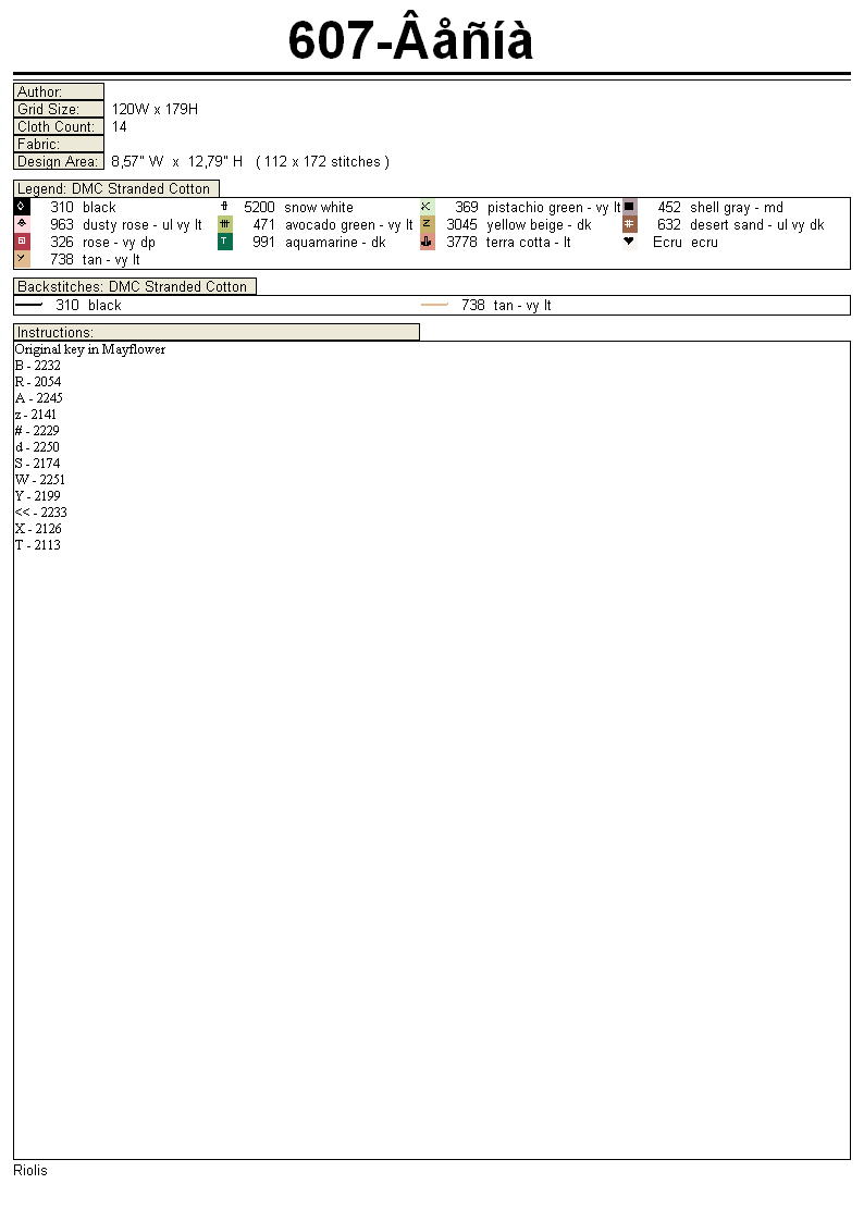 Schema punto croce Cinese Seduta 6