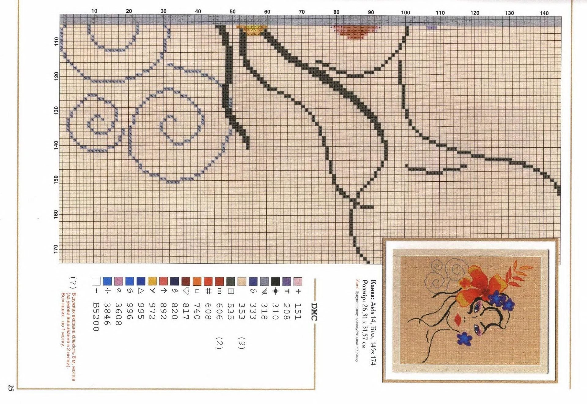 Schema punto croce Donna Fiorita1